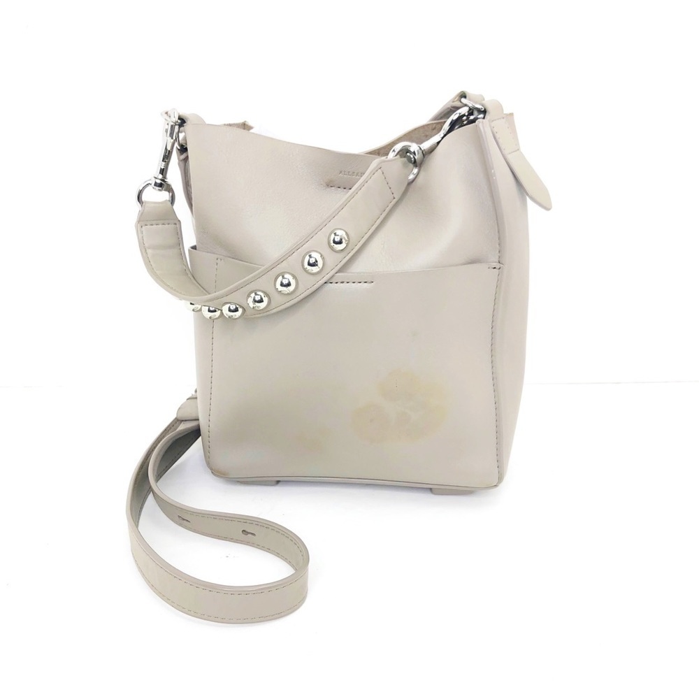 All Saints grey tan Leather cross, body purse